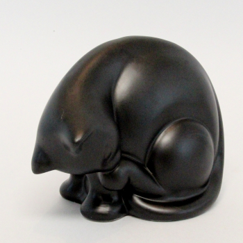 Figura de gato - Gres vidriado en negro