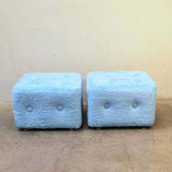 Pareja de pufs en peluche azul - 