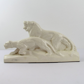 Figura de leones Art Decó - Cerámica esmaltada