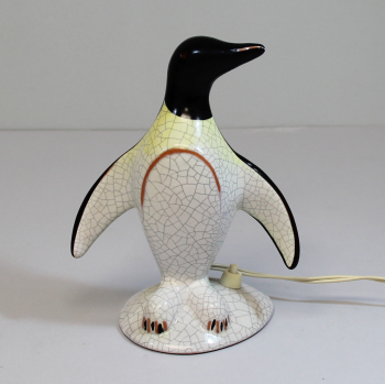Lámpara en forma de pingüino Art Decó - Fabricada en cerámica craquelada.
Francia