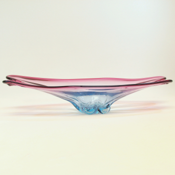 Centro de mesa en cristal de Murano. - Color rosa y azul.