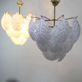Pareja de lamparas en cristal de Murano. Mazzega - Metal dorado y cristal.
Italia