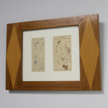Litografía enmarcada cor marco de madera en boj y teca.
