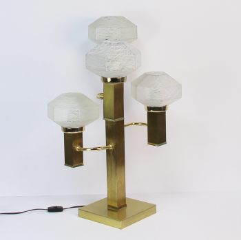 Lámpara de mesa de los años 70. - Latón y cristal.