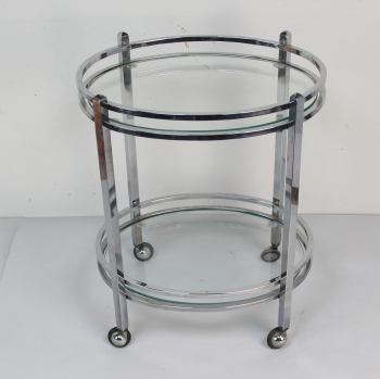 Mesa auxiliar camarera vintage - Fabricada en metal cromado y cristal.