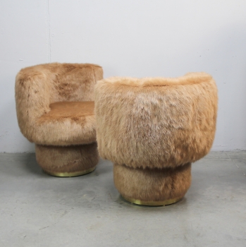 Pareja de sillones de peluche - Tapiceria totalmente renovada