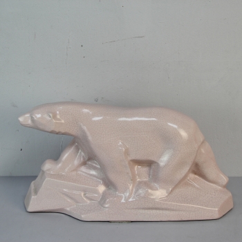 Figura de oso Art Deco de Charles Cazaux para Dax. - Fabricada en cerámica craquelada.