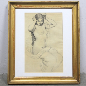 Dibujo lápiz carbón enmarcado. - 