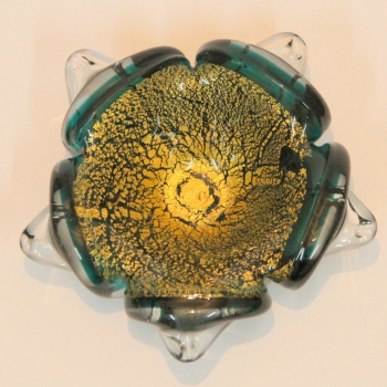 CRISTAL MURANO. BAROVIER & TOSO. - Verde esmeralda y polvo de oro.
Italia.