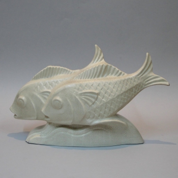 Figura de peces en cerámica craquelé. Lejan. - 